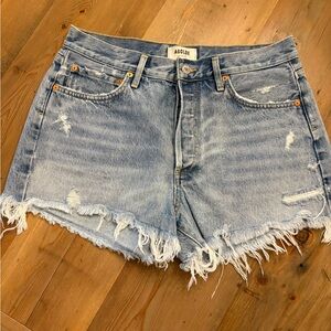 Agolde Blue Jean Shorts Distressed High-Waisted
